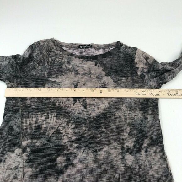 David Cline Womens Top Front Tie Dye Shirt 3/4 Sleeve Knit Pullover Gray S Small - Picture 7 of 11